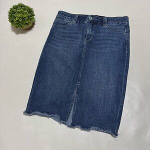 JAG Medium Wash Denim Jean Blue Raw Gem Long Modest‎ Pencil Skirt Women’s Size 8